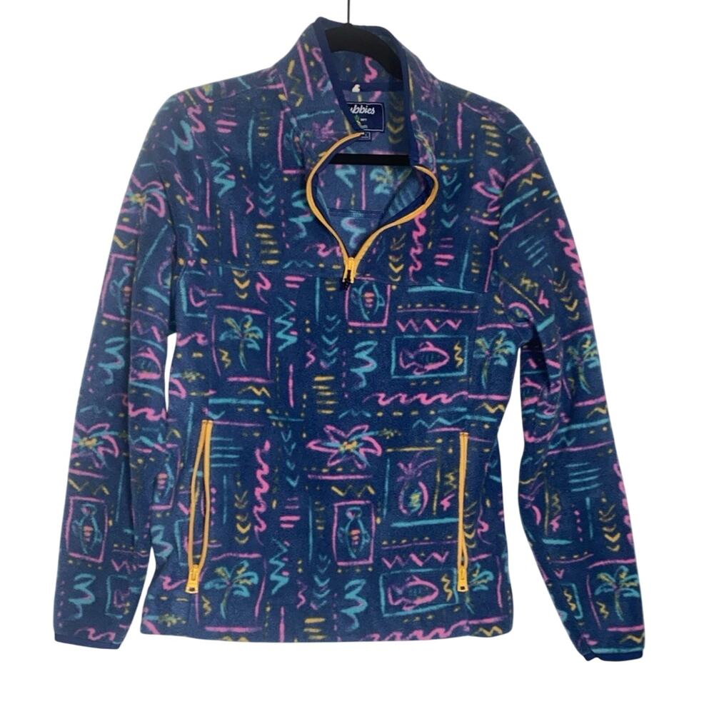 Chubbies Sweater Mens Small Blue The Chilly Vibe 1/4 Zip Fleece Pullover Outdoor